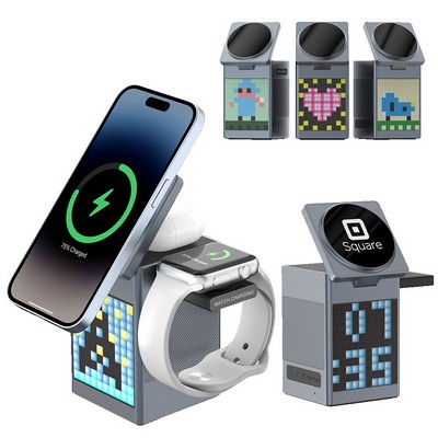OmniX 5-in-1 Wireless Charger with Speaker and Clock
